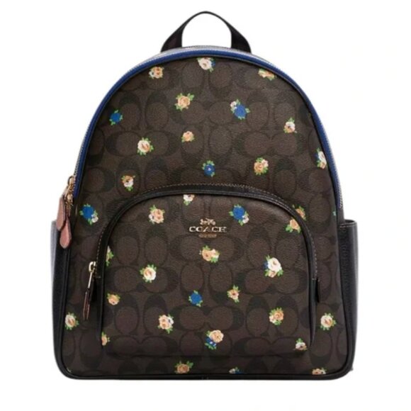 COACH Court Backpack In Signature Canvas With Vintage Mini Rose NWT (Ret 428) - Picture 1 of 6
